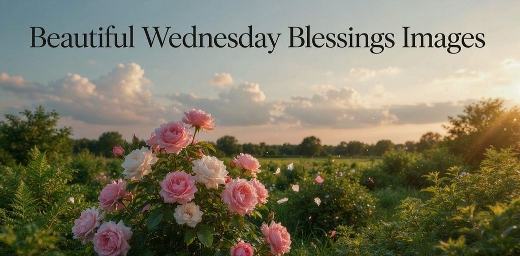 Beautiful Wednesday blessings images with flowers and peaceful morning scenery