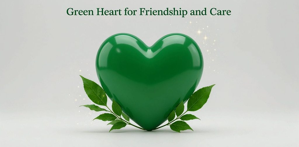 Green heart emoji mean for friendship, care, and emotional support in text messages and online conversations.